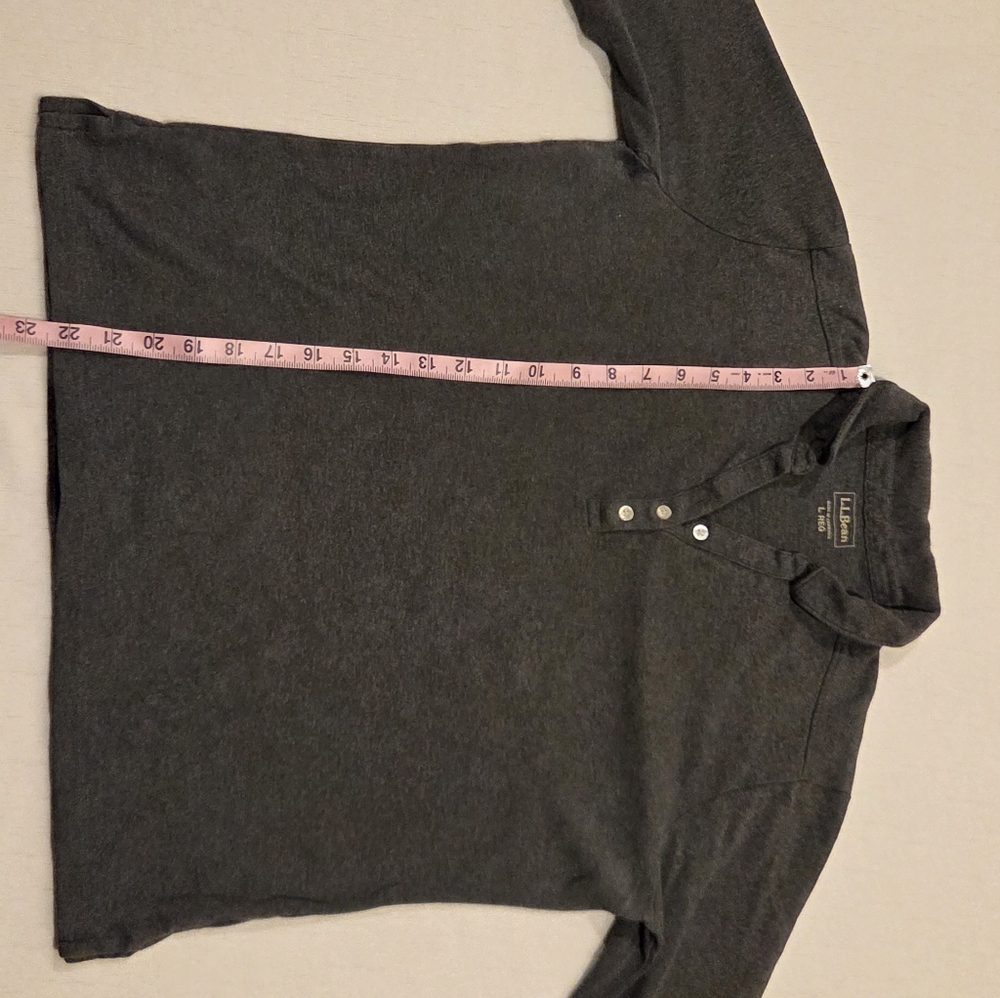 L.L.Bean Charcoal Three-Quarter Sleeve Henley Top - Picture 5 of 7
